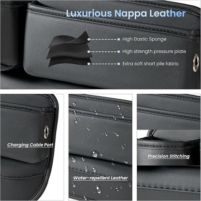 2-Pack PU Leather Car Seat Gap Organizer | 1 Cup Holder per Side | - Image 4