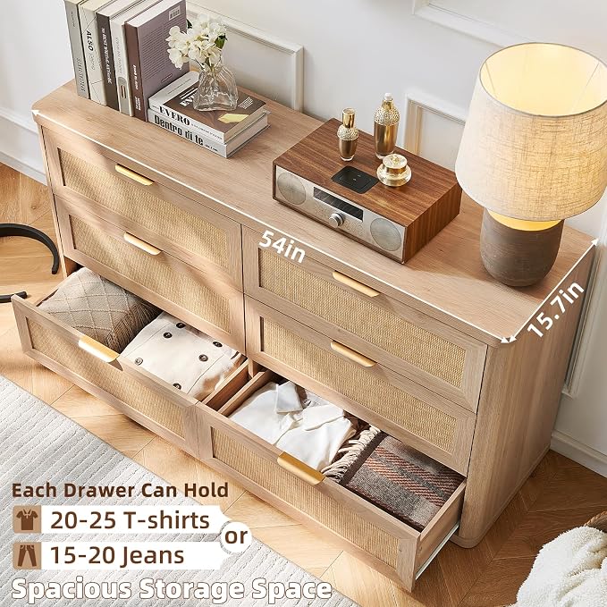 LEYAOYAO Rattan 6 Drawer Dresser - Image 4