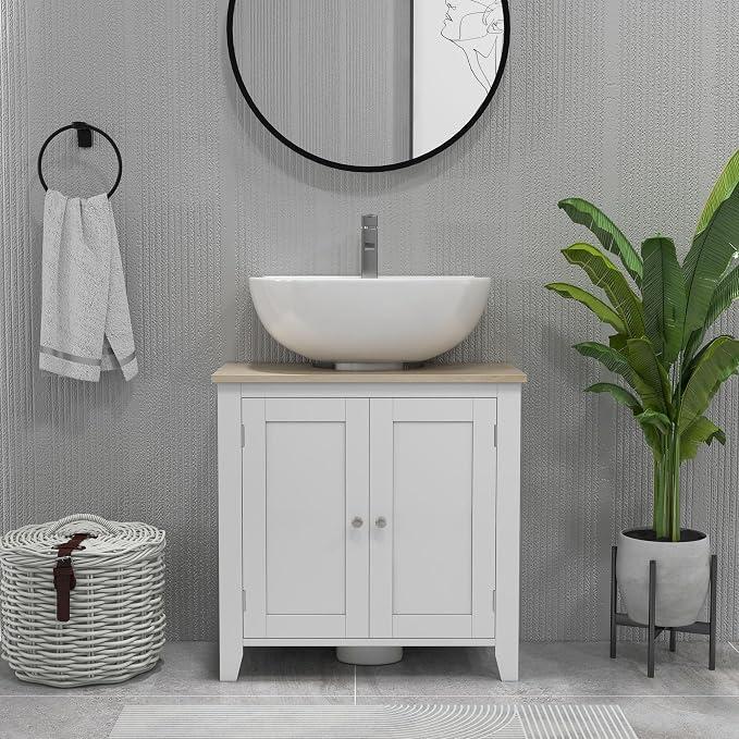 kleankin Pedestal Sink Storage Cabinet, Under Sink Cabinet - Image 8