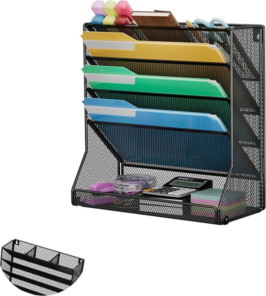 File Organizer Wall Mounted 5 Tiers, Durable Adjustable Metal Vertical Hanging by Jakyitvi