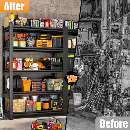 71.2" H Garage Shelving, 5 Tier Storage Shelves Load 3000 lbs, Adjustable - Image 4