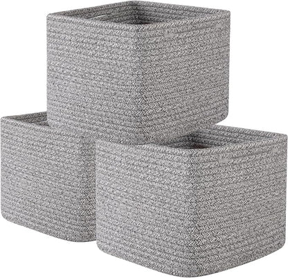 OIAHOMY 9”x9”x7” Storage Cubes, Cotton Rope Woven Baskets by MasterofSpaceOptimization