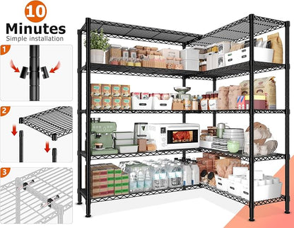 REIBII 1600LBS Storage Shelves 69.8''W Metal Shelving 5 Tier Wire Shelving Unit - Image 7