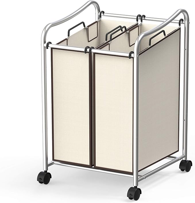 Simple Houseware 2-Bag Heavy Duty Rolling Laundry Sorter Cart, Chrome – 2 by SimpleHouseware
