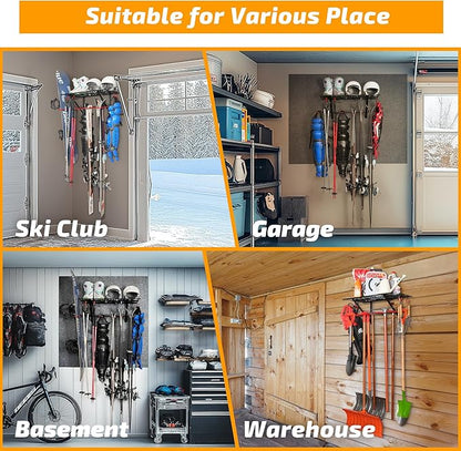 PLKOW Wall-Mounted Ski Rack, Skis Storage Rack - Image 4