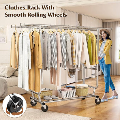 Raybee Clothes Rack Load 630LBS, Heavy Duty Clothes Rack, Rolling Clothing Racks - Image 7