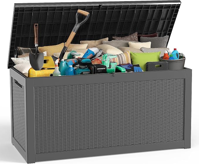 320 Gallon Large Deck Box, Resin Outdoor Storage Box by OutdoorLivingPerfected