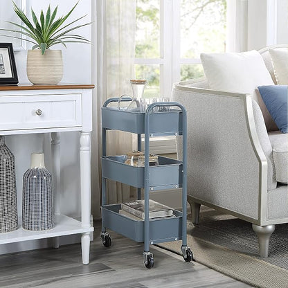 SunnyPoint 3-Tier Delicate Compact Rolling Metal Storage Organizer - Image 3