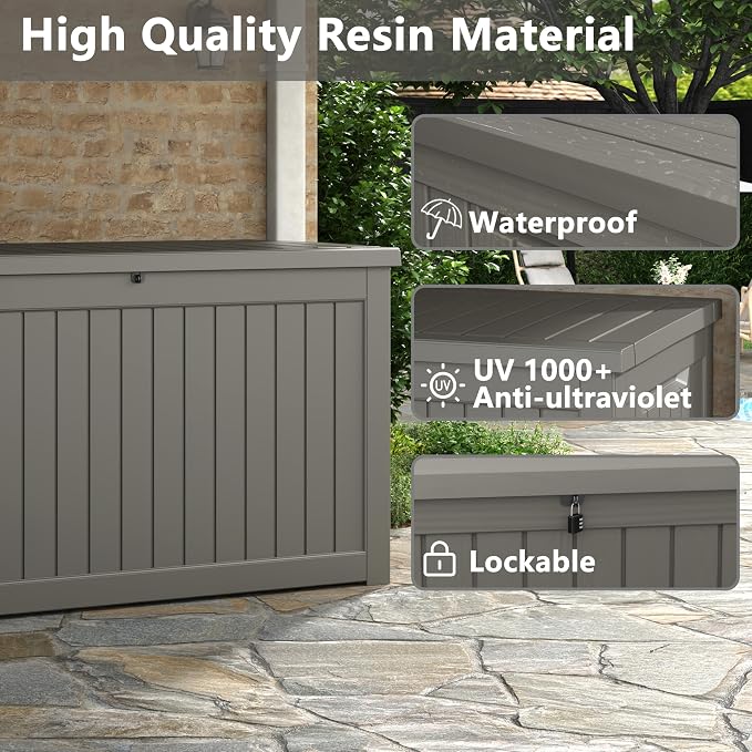 Outdoor Storage Box, 230 Gallon Deck Box, Waterproof and UV Resistant Large - Image 4
