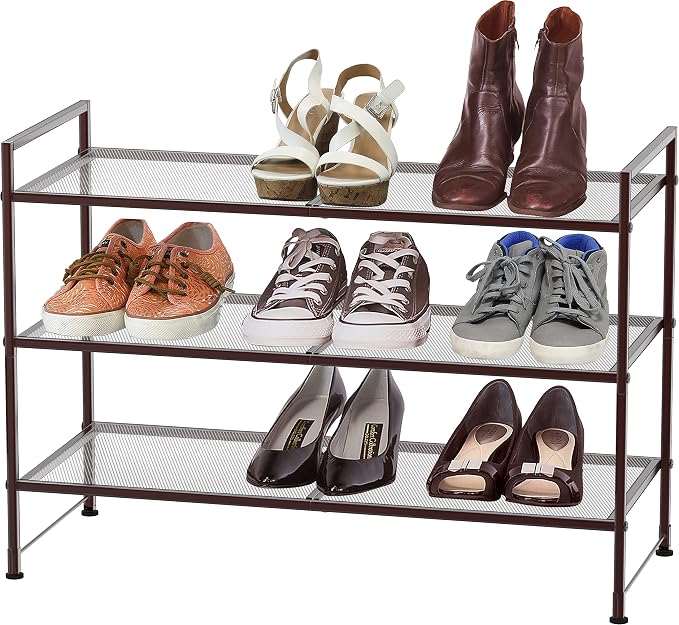 Simple Houseware 3-Tier Stackable Mesh Shoe Rack - Image 2