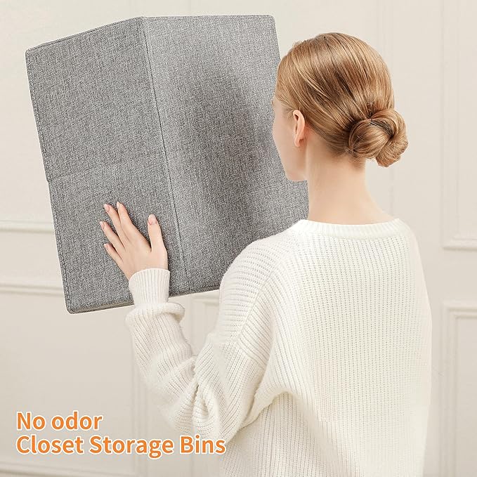 Linen Folding Storage Bins, 3 Pack Large Storage Baskets, Clothing Storage Bins - Image 6