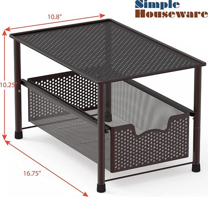 Simple Houseware Stackable Under Sink Cabinet Sliding Basket Organizer Drawer - Image 3
