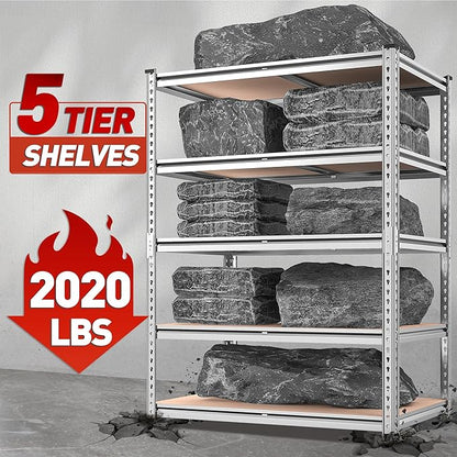 REIBII 2020LBS Garage Shelving Heavy Duty 5 Tier Storage Shelves Adjustable - Image 4