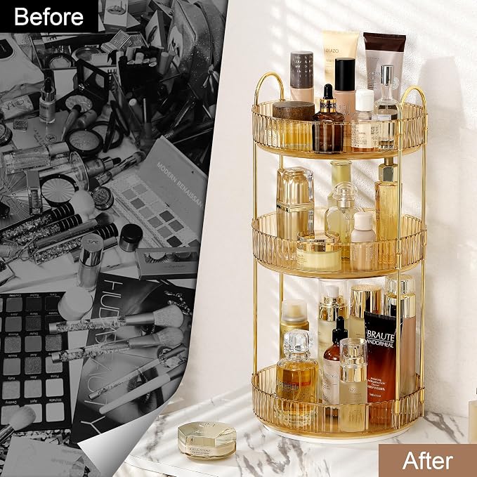 360 Rotating Makeup Organizer for Vanity, Bathroom Countertop Spinning Perfume - Image 2