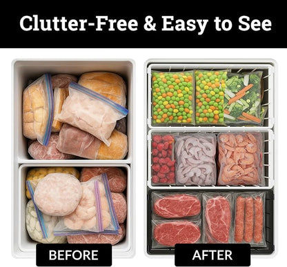 Deep Chest Freezer Organizer Bins – 4-Pack Stackable Chest Freezer Baskets - Image 2