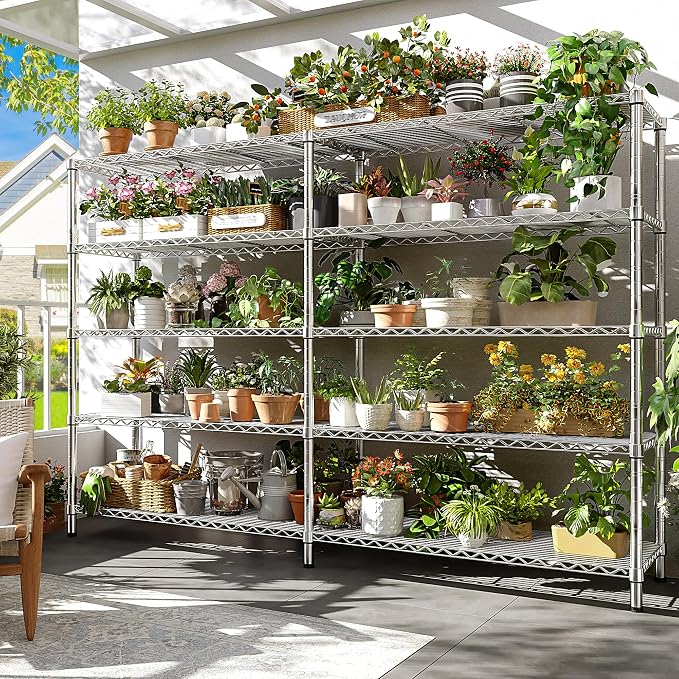 REIBII 70" W Wire Shelving Load 1500LBS, Metal Shelving 5-Tier Storage Shelves - Image 5