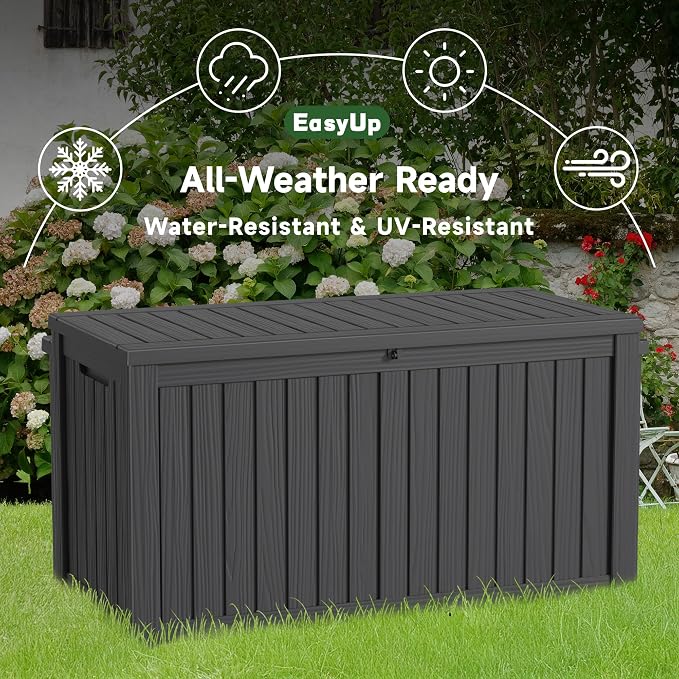 EasyUp 180 Gallon Outdoor Storage Box Waterproof, UV Resistant Resin Deck Box - Image 5