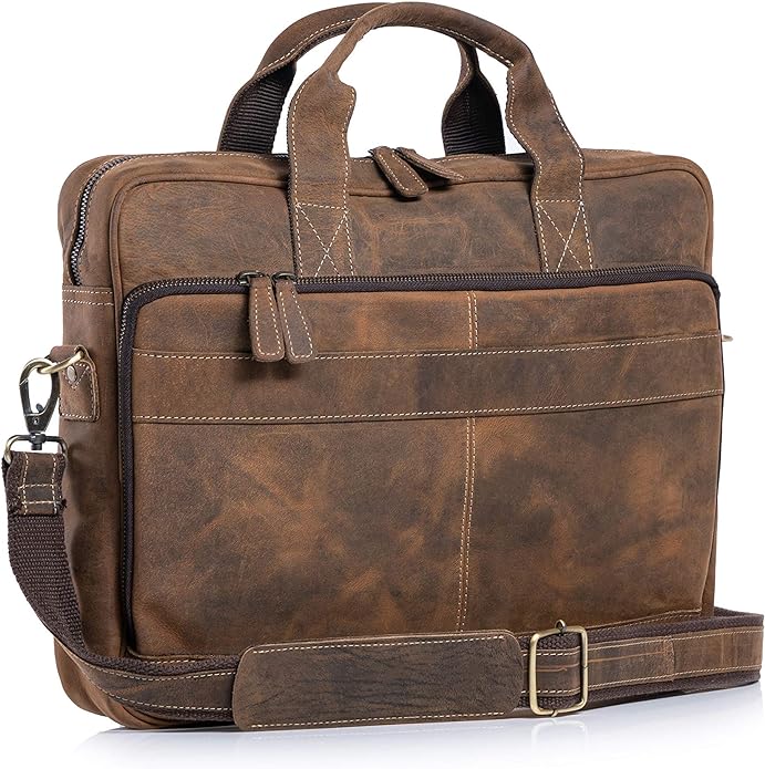 KomalC 16 Inch Leather briefcases Laptop Messenger Bags by KomalC