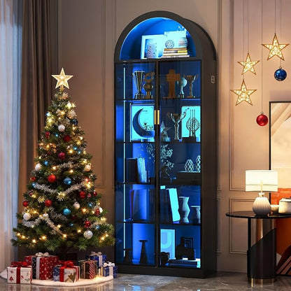 Arch Display Cabinet with Doors and Adjustable Shelves, 6 Tier Display Case by CraftYourIdealHomeLife