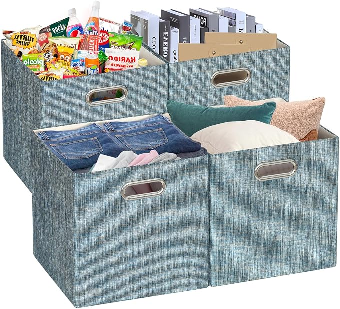 Posprica Storage Basket Bins, 11×11×11 Foldable Storage Cube Boxes Fabric Drawer by Posprica