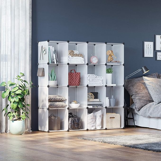 C&AHOME Cube Storage Organizer, 16-Cube Shelves Units, Plastic Storage Cubes - Image 4