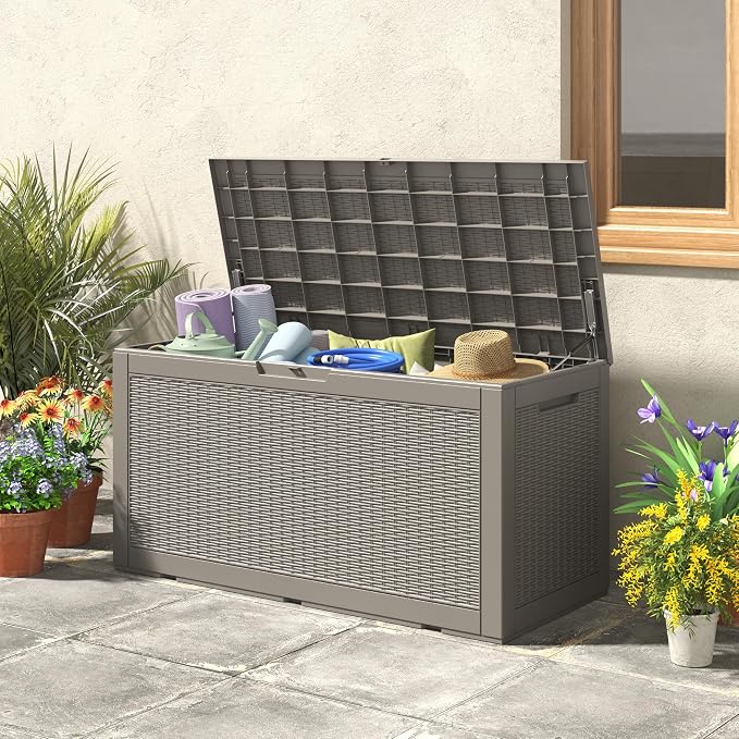 NUNU LAB 102 Gallon Large Waterproof Resin Deck Box, Lockable Outdoor Storage - Image 3