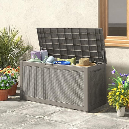 100 Gallon Deck Box Lockable Resin Outdoor Storage Box waterproof Outdoor - Image 3