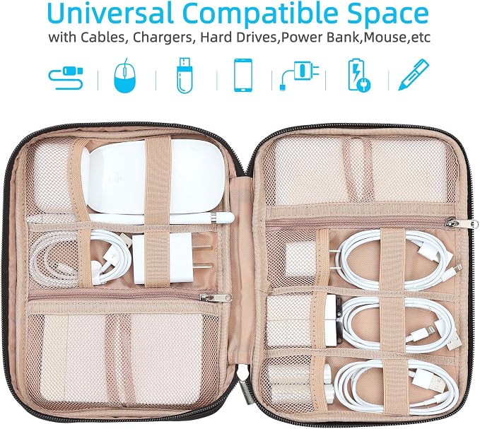 NISHEL Travel Cord Organizer Case, Tech Electronic Bag, Essentials - Image 2