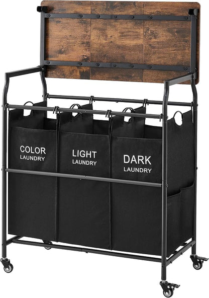 Hoctieon 3 Section Laundry Sorter Cart - Image 9