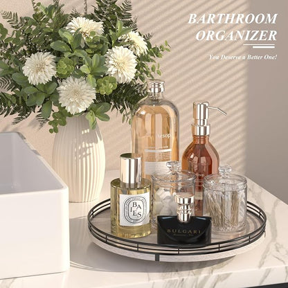 13" Oak Bathroom Vanity Tray Turntable - Image 3