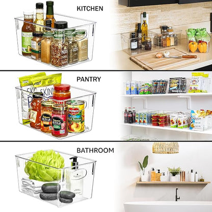 Sorbus 8 Pack Large Clear Plastic Storage Bins, Refrigerator, Under Sink - Image 6
