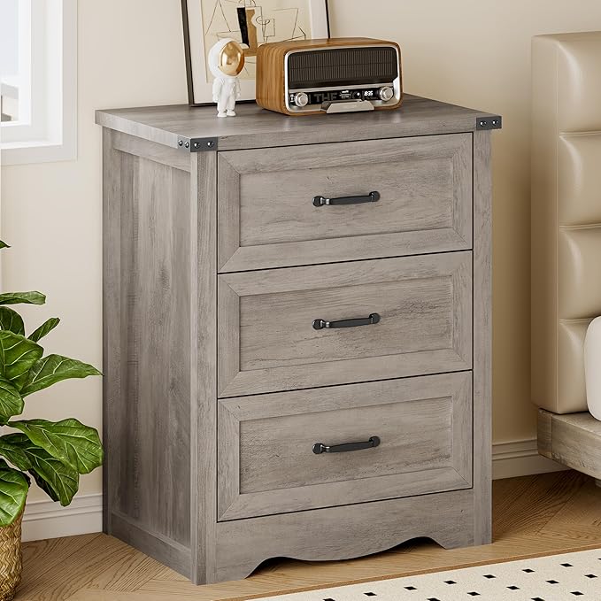 3-Drawer Dresser for Bedroom, Small Wooden Chest of Drawers by BORNOON
