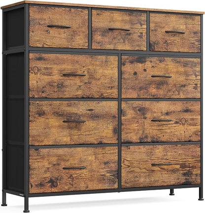 SONGMICS Dresser for Bedroom, Chest of Drawers, 9 Non-Woven Fabric Drawers by SONGMICSbySONGMICSHOME