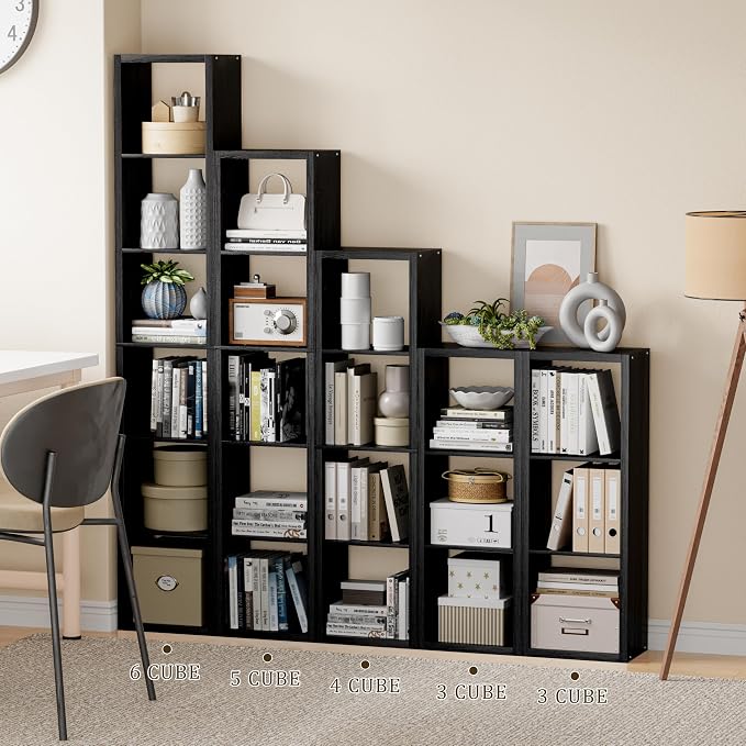 Tall Cube Storage Organizer Bookcase, 5 Tier 11 inch Open Back Cubical Shelf - Image 4