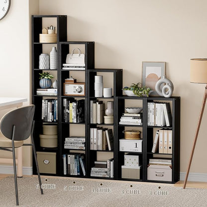 Tall Cube Storage Organizer Bookcase, 5 Tier 11 inch Open Back Cubical Shelf - Image 4