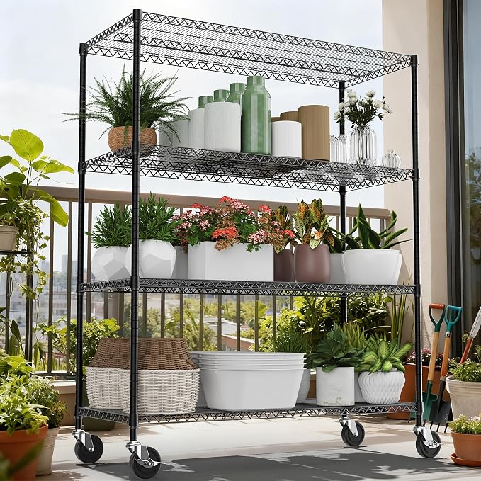 4 Tiers Shelf 2640 lbs Steel Storage Shelving Utility Shelving Unit Steel - Image 2
