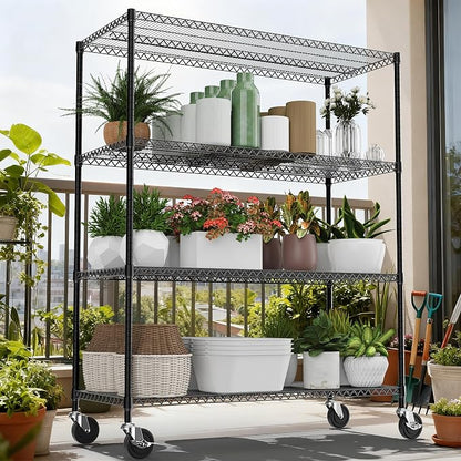4 Tiers Shelf 2640 lbs Steel Storage Shelving Utility Shelving Unit Steel - Image 2