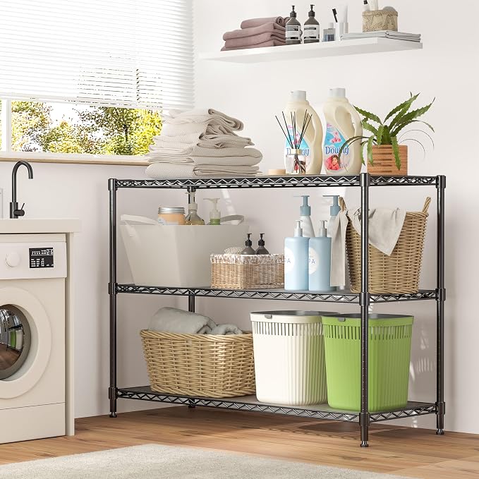 3-Shelf Adjustable Storage Shelves 36" W x 14" D x 36" H Metal Shelving Unit - Image 7