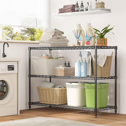 3-Shelf Adjustable Storage Shelves 36" W x 14" D x 36" H Metal Shelving Unit - Image 7