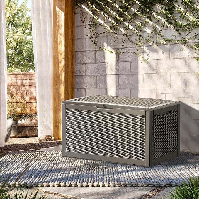 100 Gallon Resin Deck Box, Waterproof Outdoor Storage Bin - Image 8