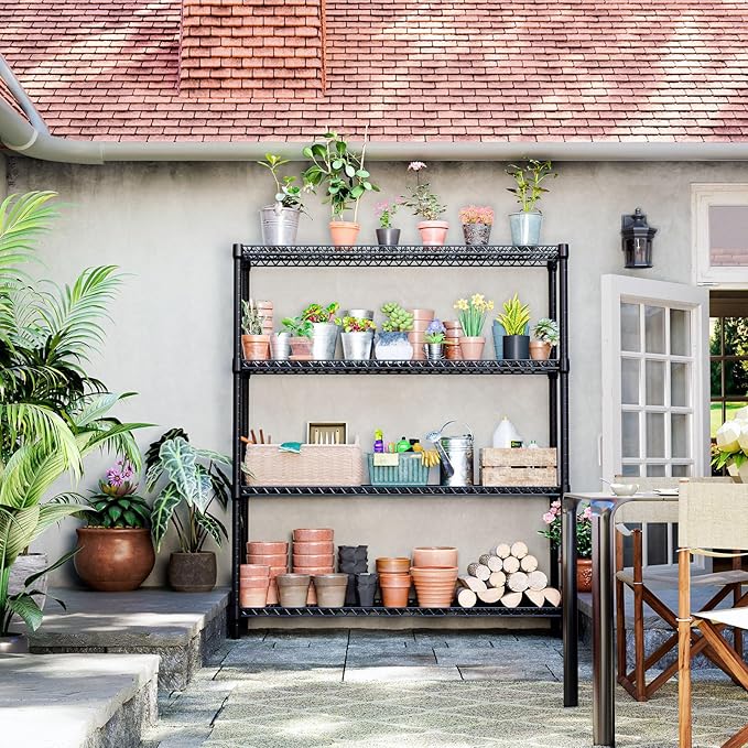 IZEUK 4-Tier Metal Garage Shelving, Heavy Duty Adjustable Storage Rack Organizer - Image 7