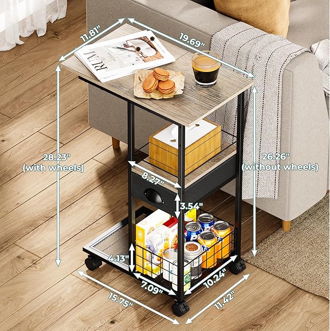 Rolling C Shaped Side Table - Image 3