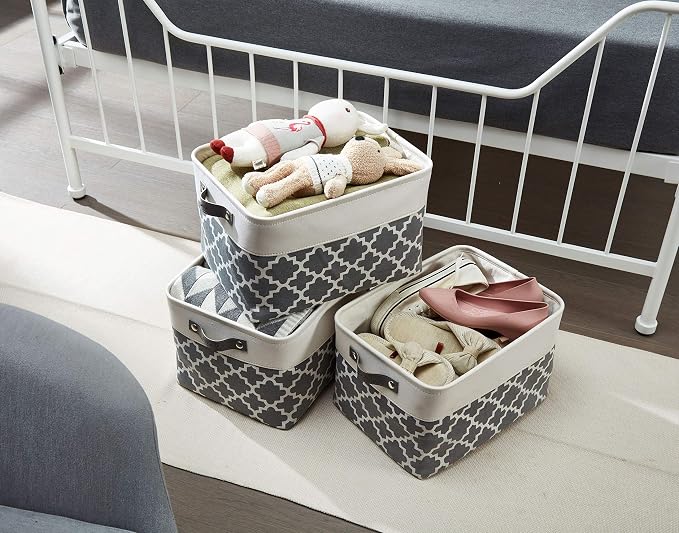 DECOMOMO Grey Storage Bins Fabric Storage Baskets - Image 6