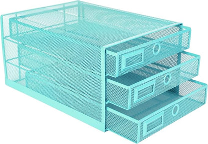 Annova Desk Organizer Wire Mesh 3 Tier Sliding Drawers Paper - Image 4