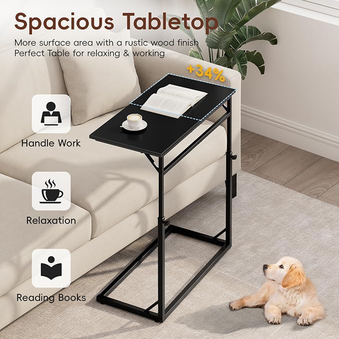 Vagusicc C Shaped End Table, C-Table Sofa Table Adjustable Height Side Table - Image 6