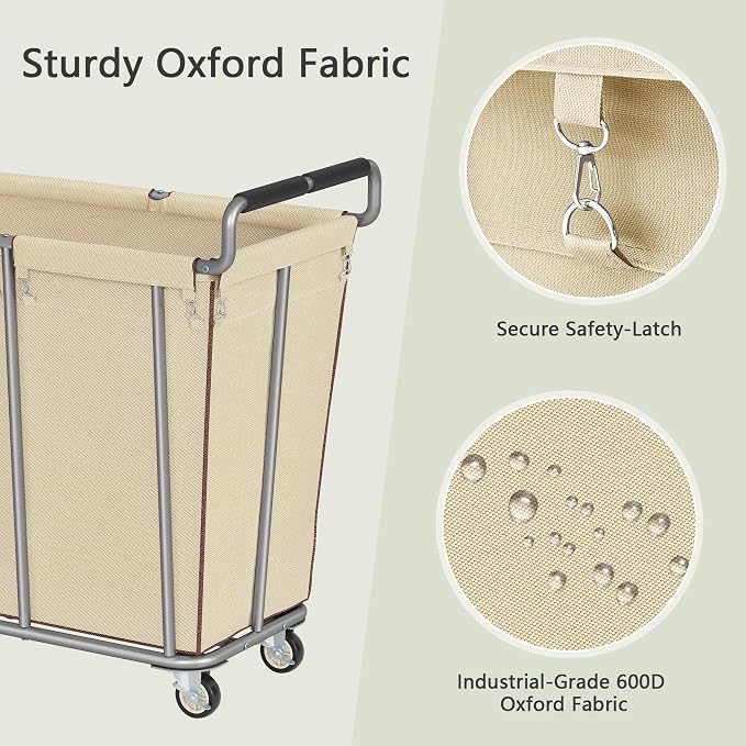 Large laundry hamper with Wheels, 2 Bag 360L Big Rolling Laundry Basket Sorter - Image 5