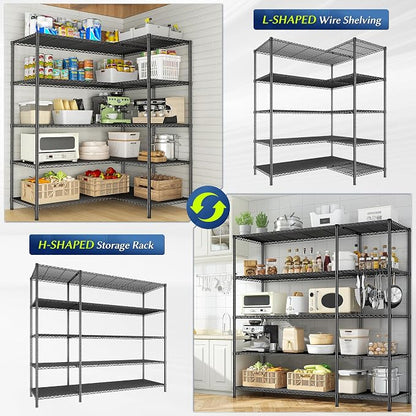 70.8H Wire Shelving Rack, 5Tier Metal Shelving Unit, 1400LBS Heavy Duty Storage - Image 4
