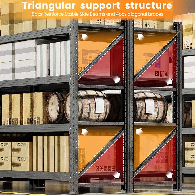 40”W Metal Storage Shelves, 20” Deep Heavy Duty Garage Shelving Units, 4 Tier - Image 9