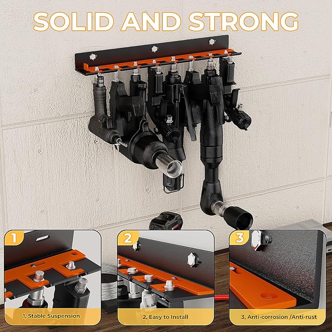 Air Tool Holder, Air Tool Rack for Garage Walls and Tool Cart Storage - Image 5