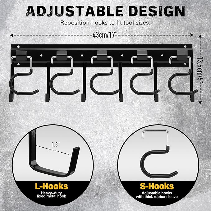 ELEAD 68'' All Metal Adjustable Garden Tool Organizer: Garage Tool Organizer - Image 2